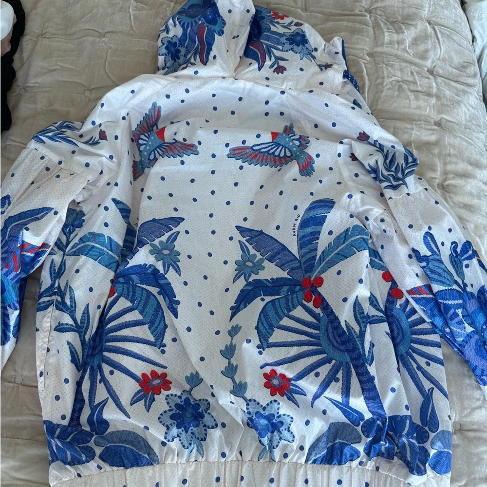 FARM Rio Blue and White Tropical Bomber Jacket - Picture 7 of 7